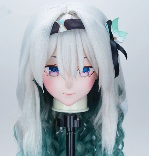 全頭マスク カツラ付き ロック付き NO.100 フルマスク ドール ヘッドロリータ人形 コスプレ 変身 仮装 着ぐるみ 二次元美少女