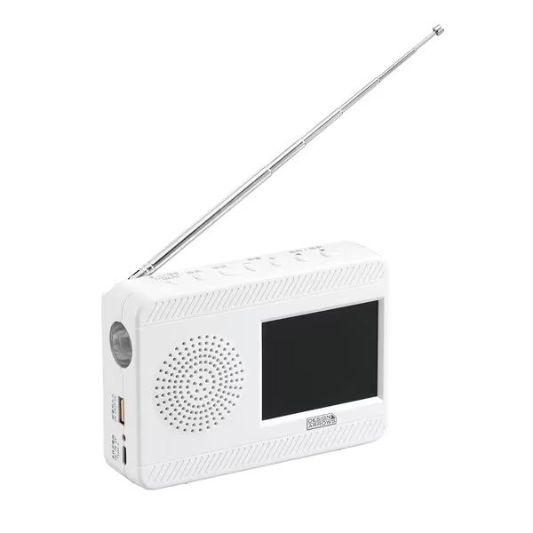 ヤザワコーポレーション Yazawa 3.2インチ ワンセグテレビ 手回し充電対応 TV07WH 防災 ラジオ ライト 充電