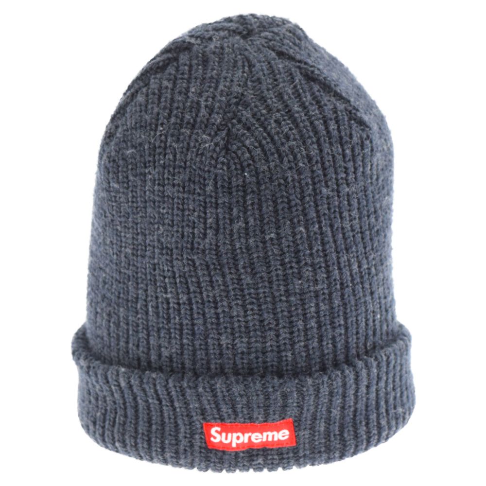 SUPREME (シュプリーム) 17SS OVERDYED RIBBED SMALL BOX LOGO BEANIE スモールボックスロゴ ビーニー  ニット帽 帽子 ネイビー