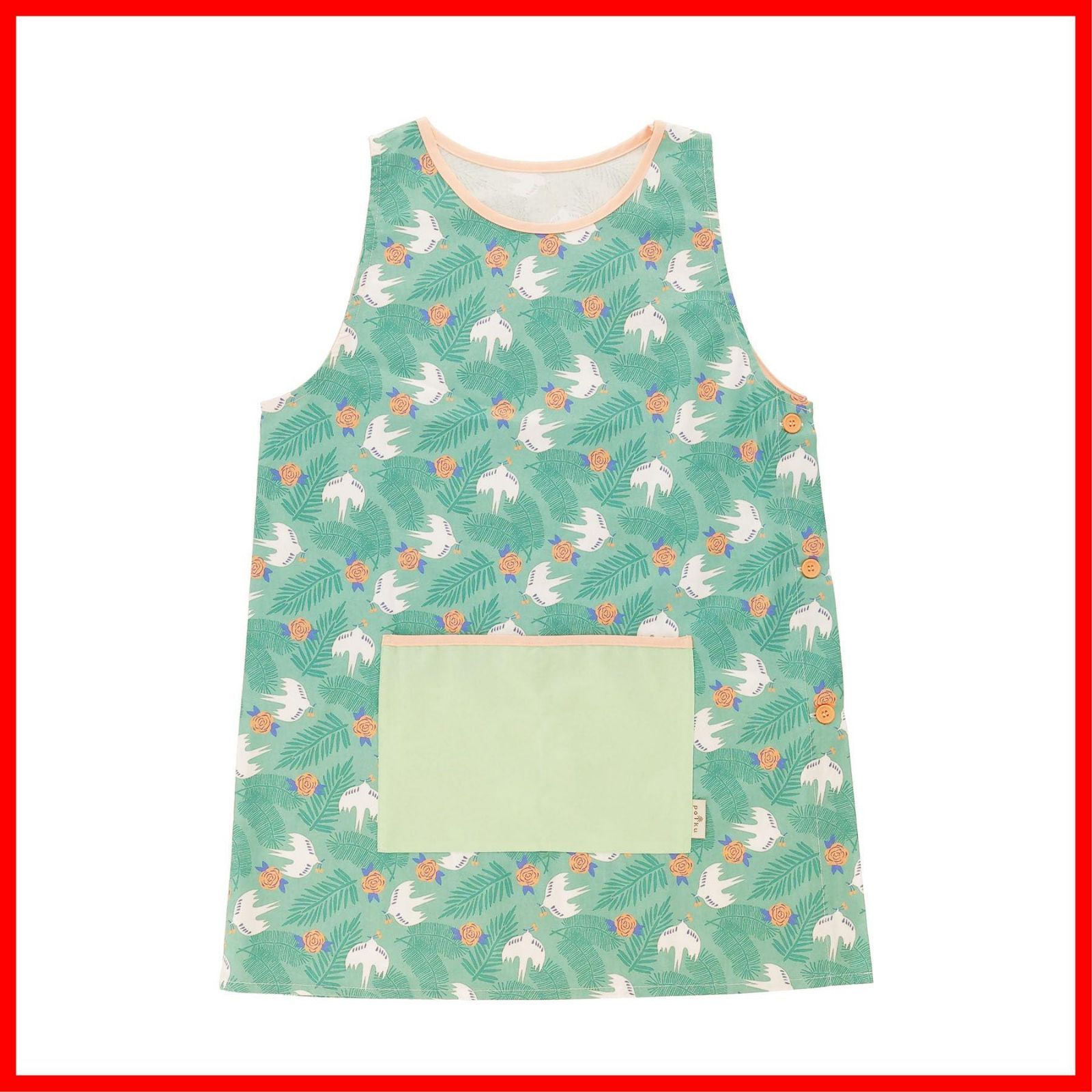 かわいい 北欧 レディース タートルドーブス ポケット付き polku ポルク 保育士 エプロン 0545028700 丸眞