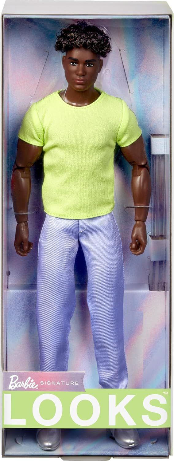 Barbie バービー シグネイチャー ルックス ケン ドール 人形 モダン ワイツーケー カーリー ブラックヘア Barbie Looks Ken Doll， Collectible No. 25 with Curly Black Hair and Mod 