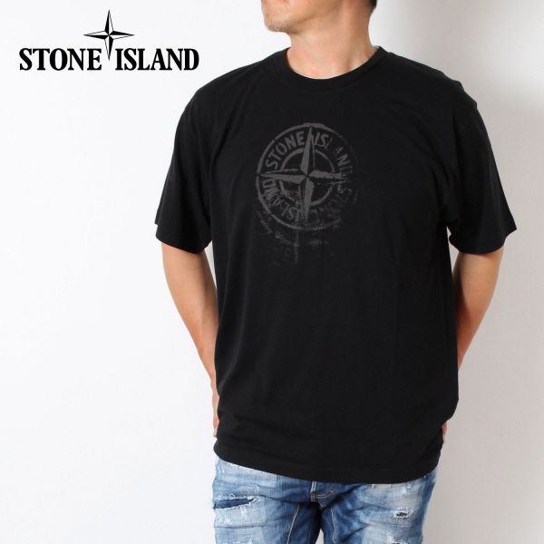 24SSモデル ストーンアイランド STONE ISLAND  コンパスロゴプリント Tシャツ【V0029  BLACK】 2RC87  V0029/【2024SS】m-tops