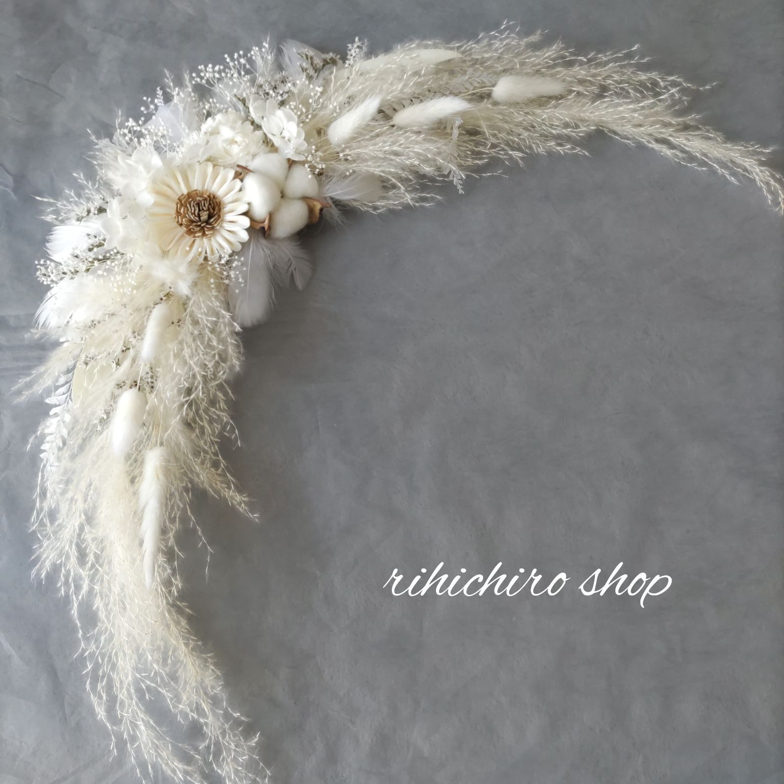 横長スワッグ　ベビーホワイト系　ニューボーン　バースデー　インテリア　家族写真