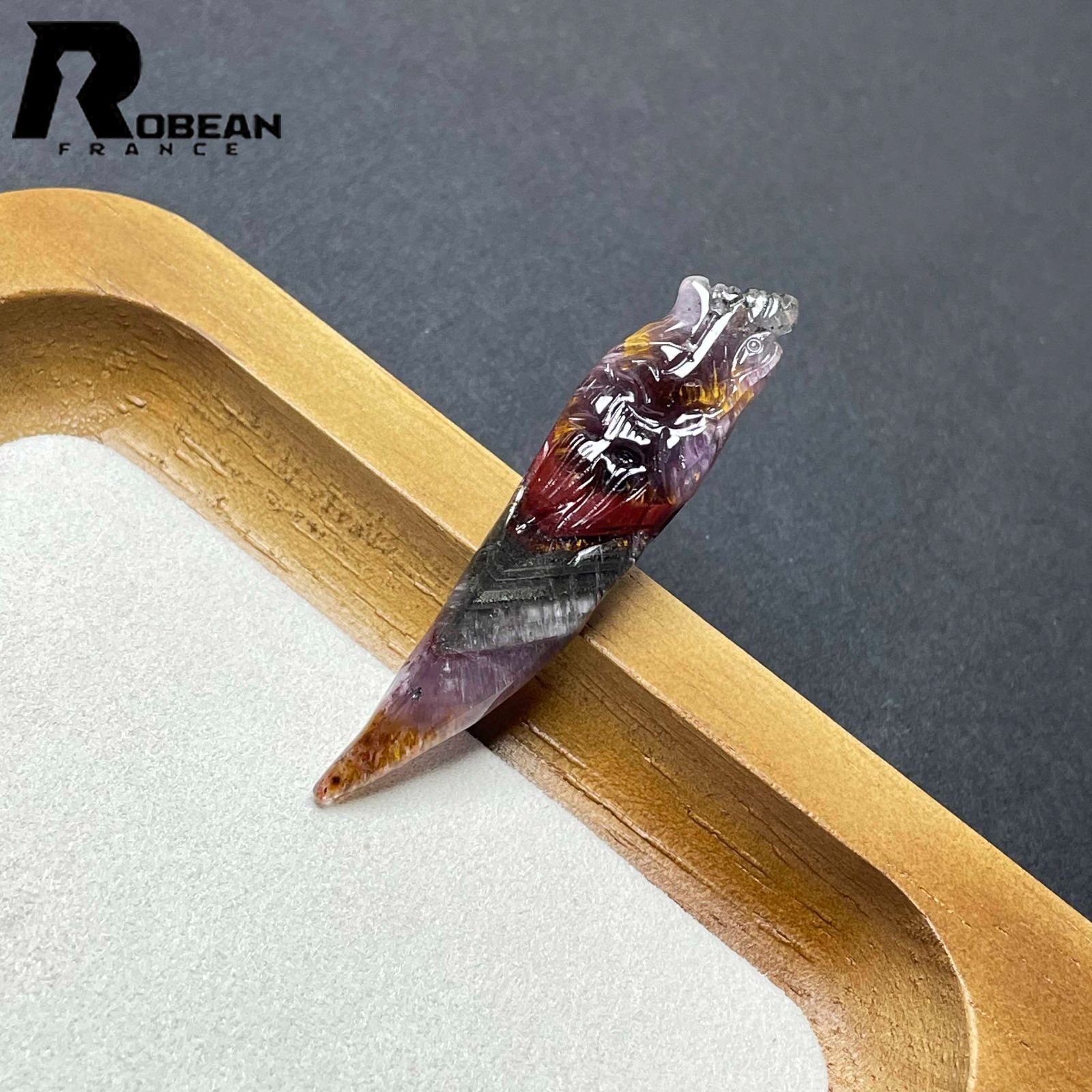 EU製 定価31万円 ROBEAN オーロラクォーツ23 ペンダント パワーストーン 天然石 金運 浄化 開運 プレゼント 55.4 12.7 9mm D0922560