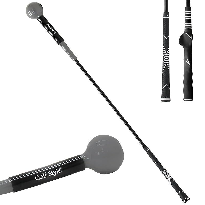 【新品】 GolfStyle ゴルフ練習器具 スイングトレーナー ゴルフ トレーニング器具 スイング練習 素振り ゴルフ練習用品 室内 屋外 素振り 飛距離 グリップ 単品 81cmサイズ (グレー/通常グリップ