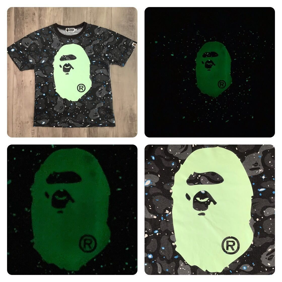 ☆蓄光☆ Space camo Big Head Tシャツ Sサイズ a bathing ape BAPE 