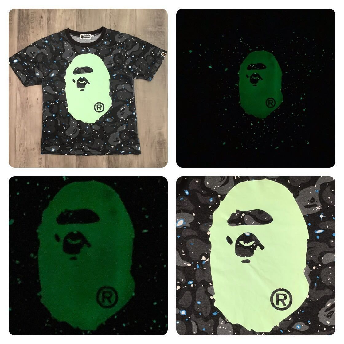 ☆蓄光☆ Space camo Big Head Tシャツ Sサイズ a bathing ape BAPE