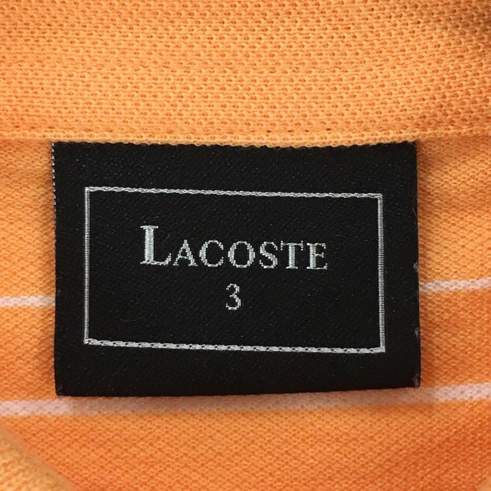 【美品】ラコステ 半袖ポロシャツ オレンジ×白 ボーダー 胸ロゴ メンズ 3(M) ゴルフウェア LACOSTE ラコステ ポロシャツ ボーダー（スポーツ・アウトドア）の通販
