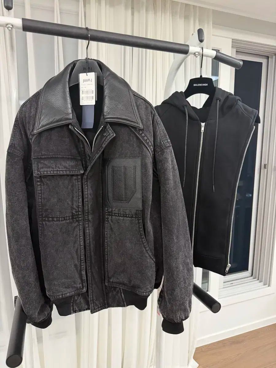 ジュンジェイ ブラックデニム レイヤード MA-1 サイズ46 105サイズ