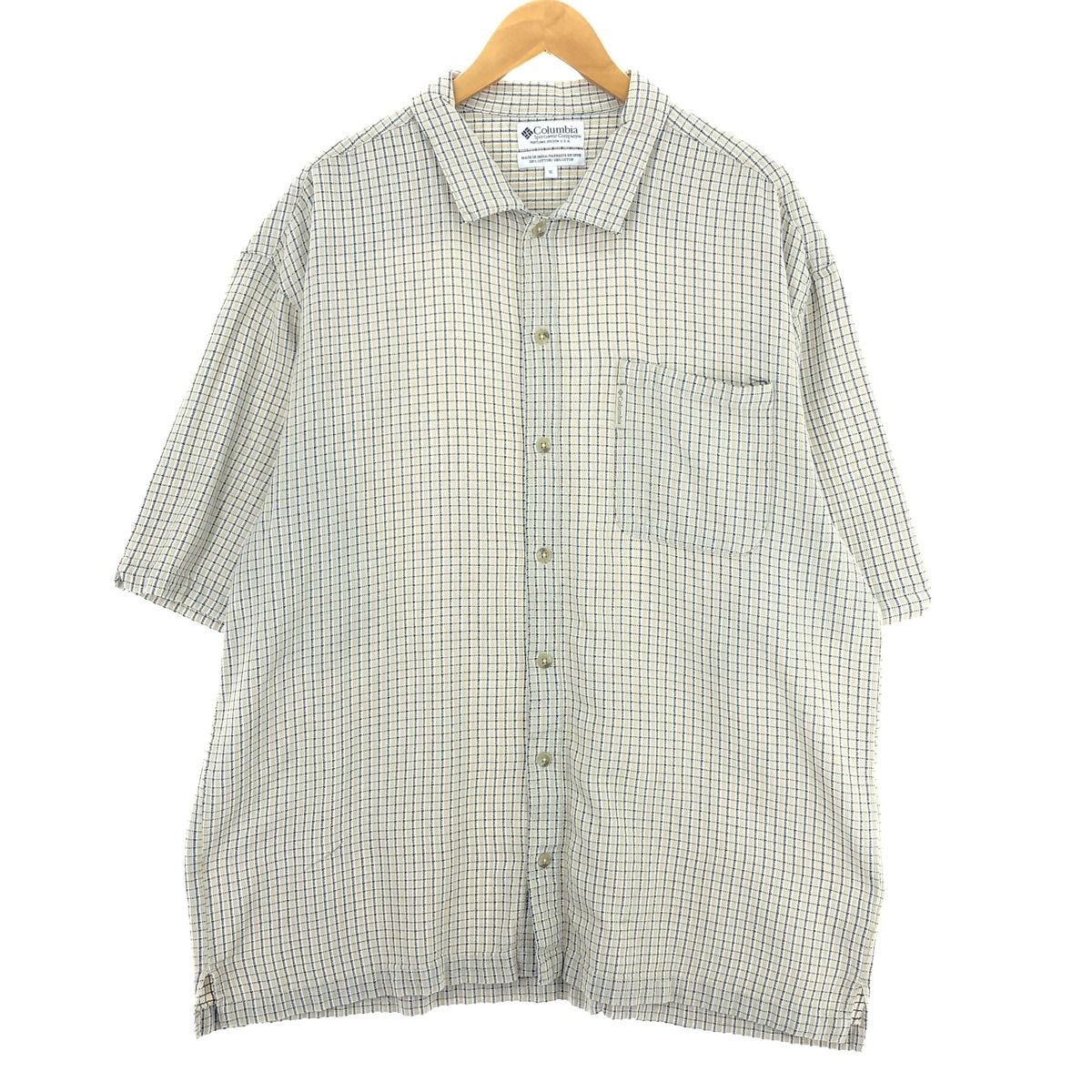 古着 コロンビア Columbia 半袖 コットン チェックシャツ メンズXL/eaa450113
