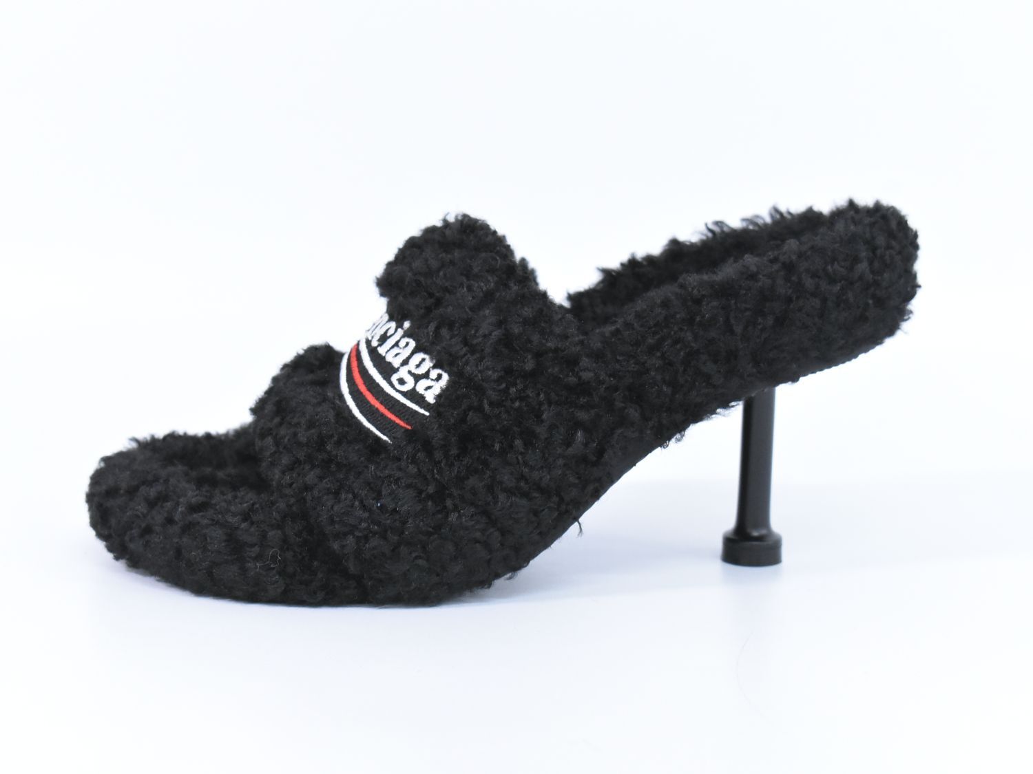 本物 バレンシアガ BALENCIAGA ロゴ サンダル ヒール 35 ボア