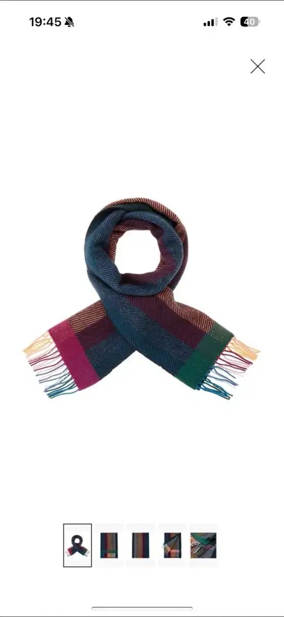 Paul Smith ポールスミス 配色 ヘリンボーン ウール スカーフ カシミヤ ブレンド