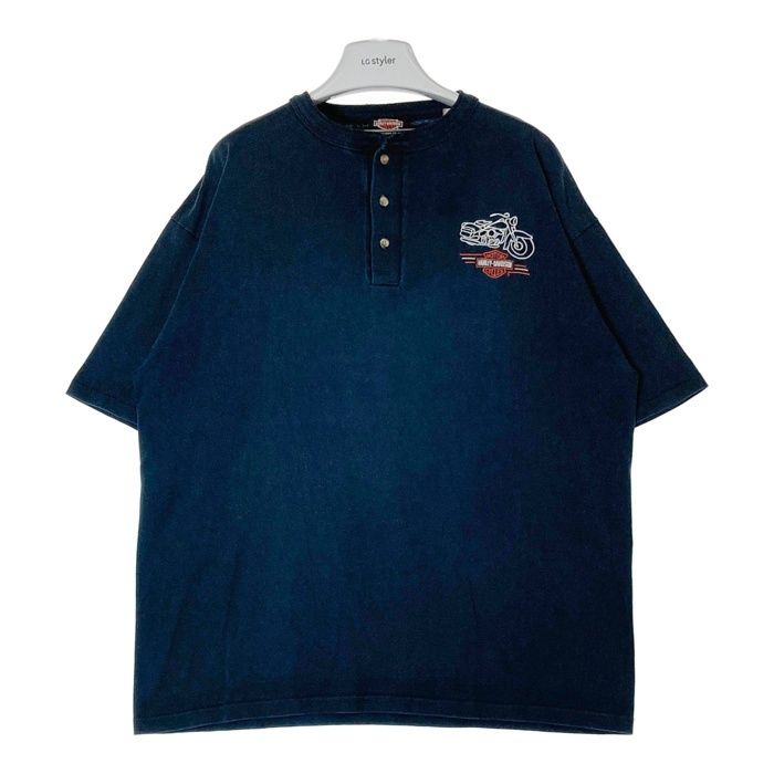 USA製 XL Harley-Davidson ヘンリーネックtシャツ USA製ヴィンテージ ハーレーダビッドソン ヘンリーネック 90s