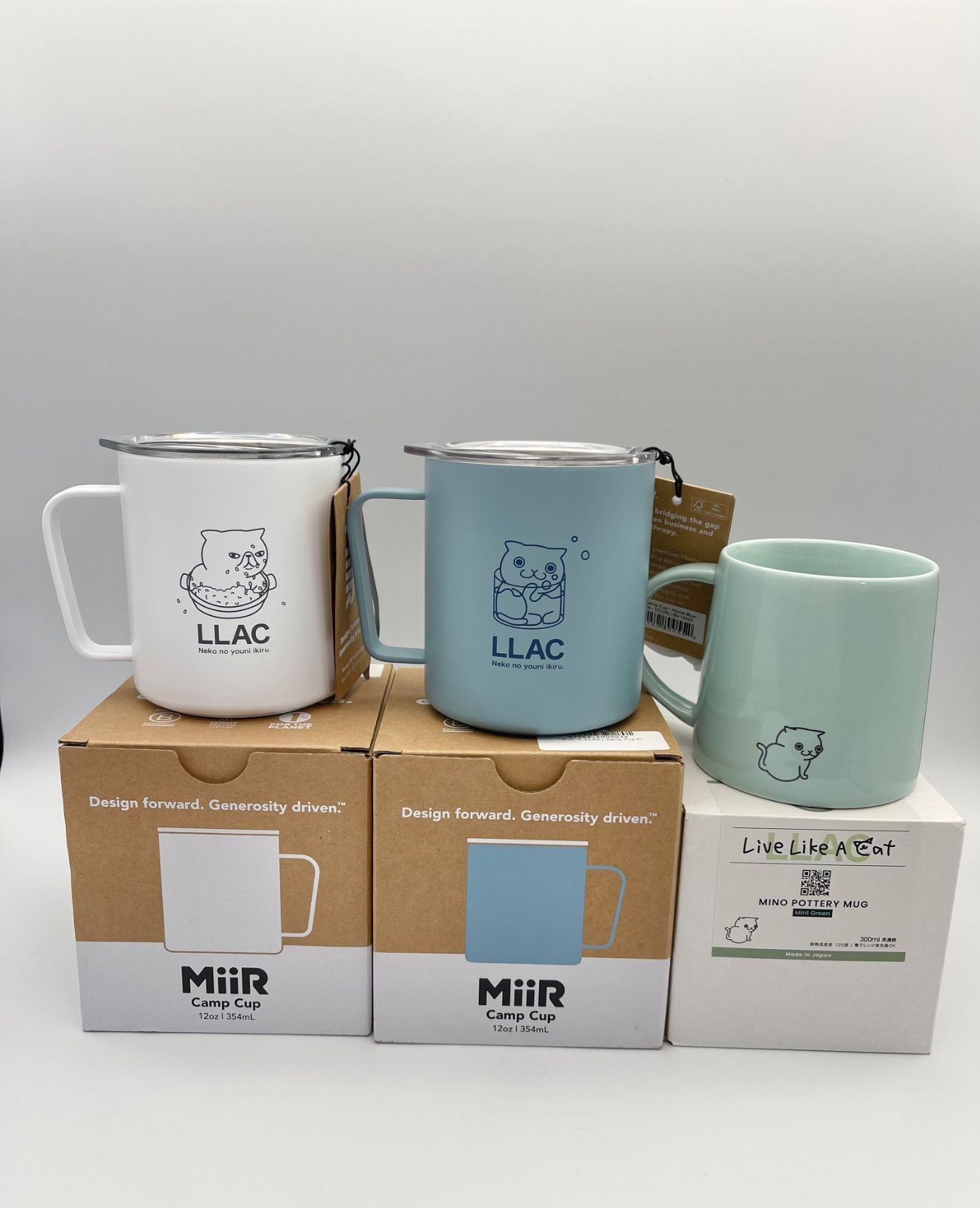 MiiR×LLACコラボ キャンプカップ2個 ＆ 美濃焼マグ1個 *2357