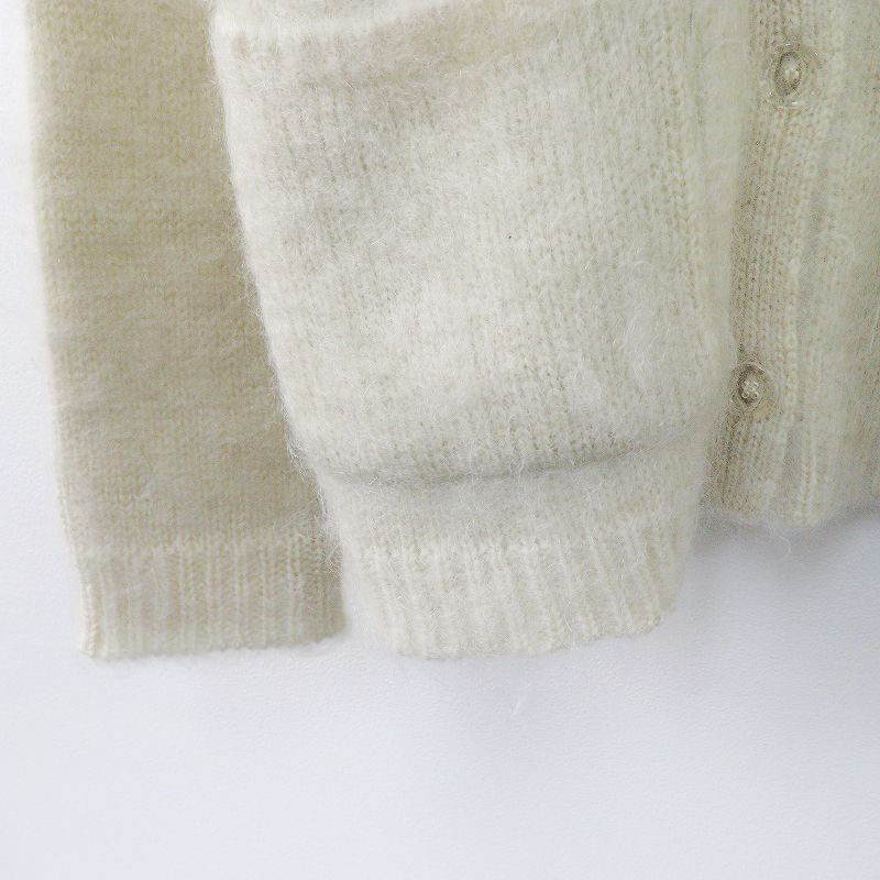 2022AW ロク ビューティアンドユース 6(ROKU) BEAUTY&YOUTH MOHAIR SHAGGY V NECK CARDIGAN カーディガン/キナリ【2400013733809】 2022AW ロク ビューティアンドユース 6(ROKU) BEAUTY&YOUTH