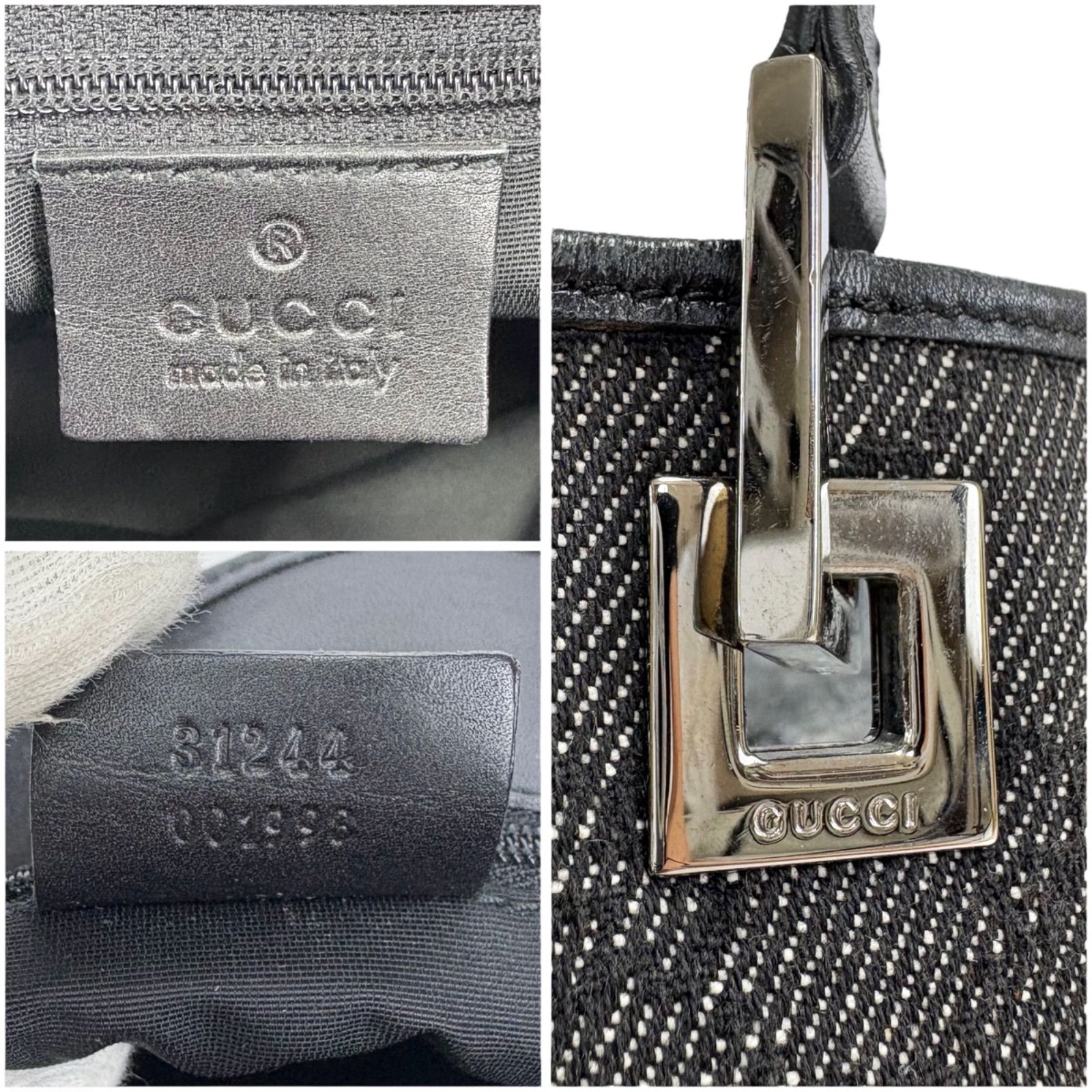 GUCCI グッチ ミニトートバッグ ブラック 黒 GGキャンバス 肩掛け 