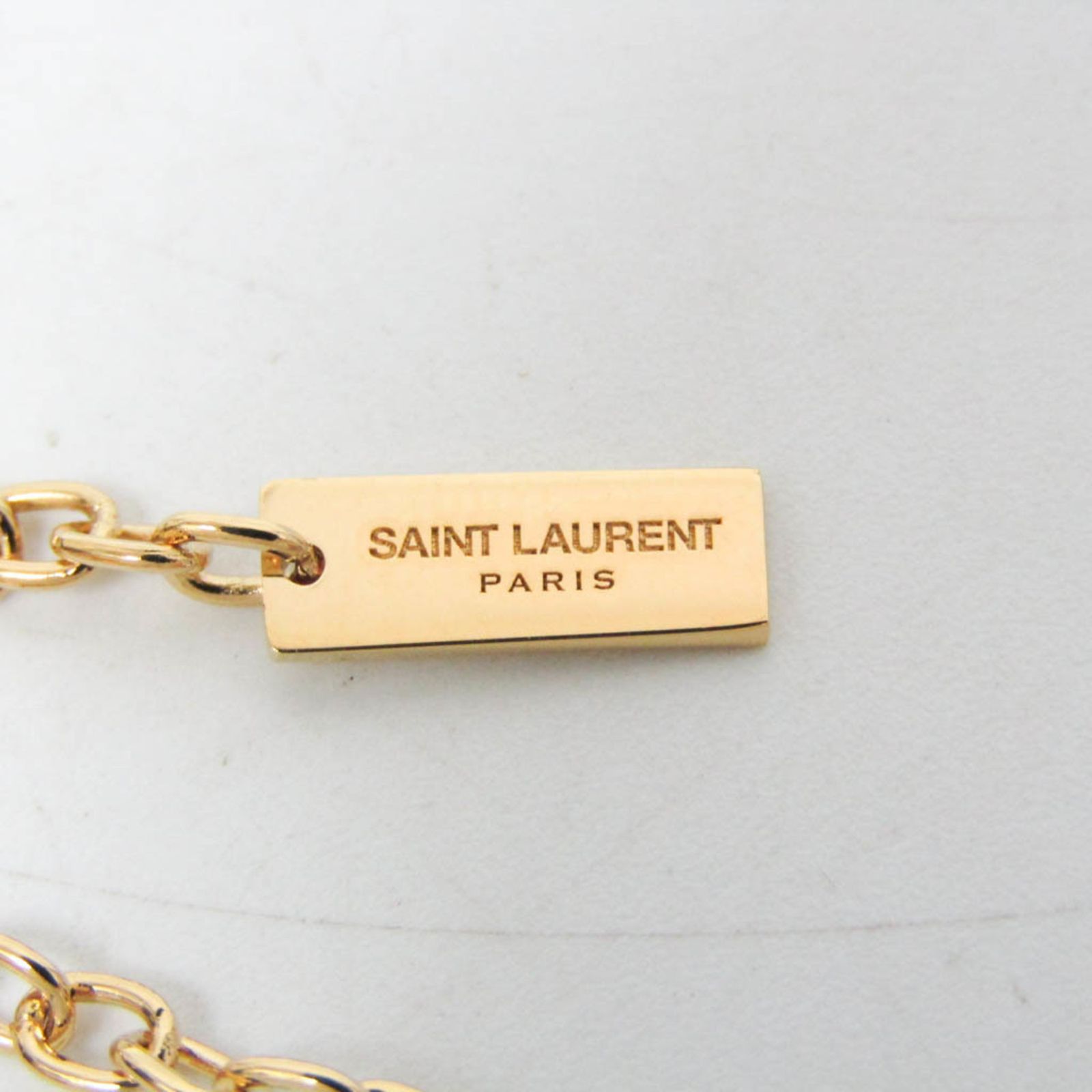 【103】イヴ・サンローラン ゴールドネックレス ロゴプレート ペンダント 槌目 Yves Saint Laurent イヴサンローラン イブサンローラン YSL