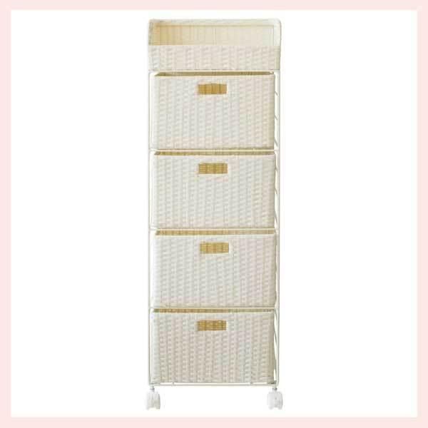 ランドリーチェスト（W36×D29×H109cm）／アイボリー ※シンプル,定番