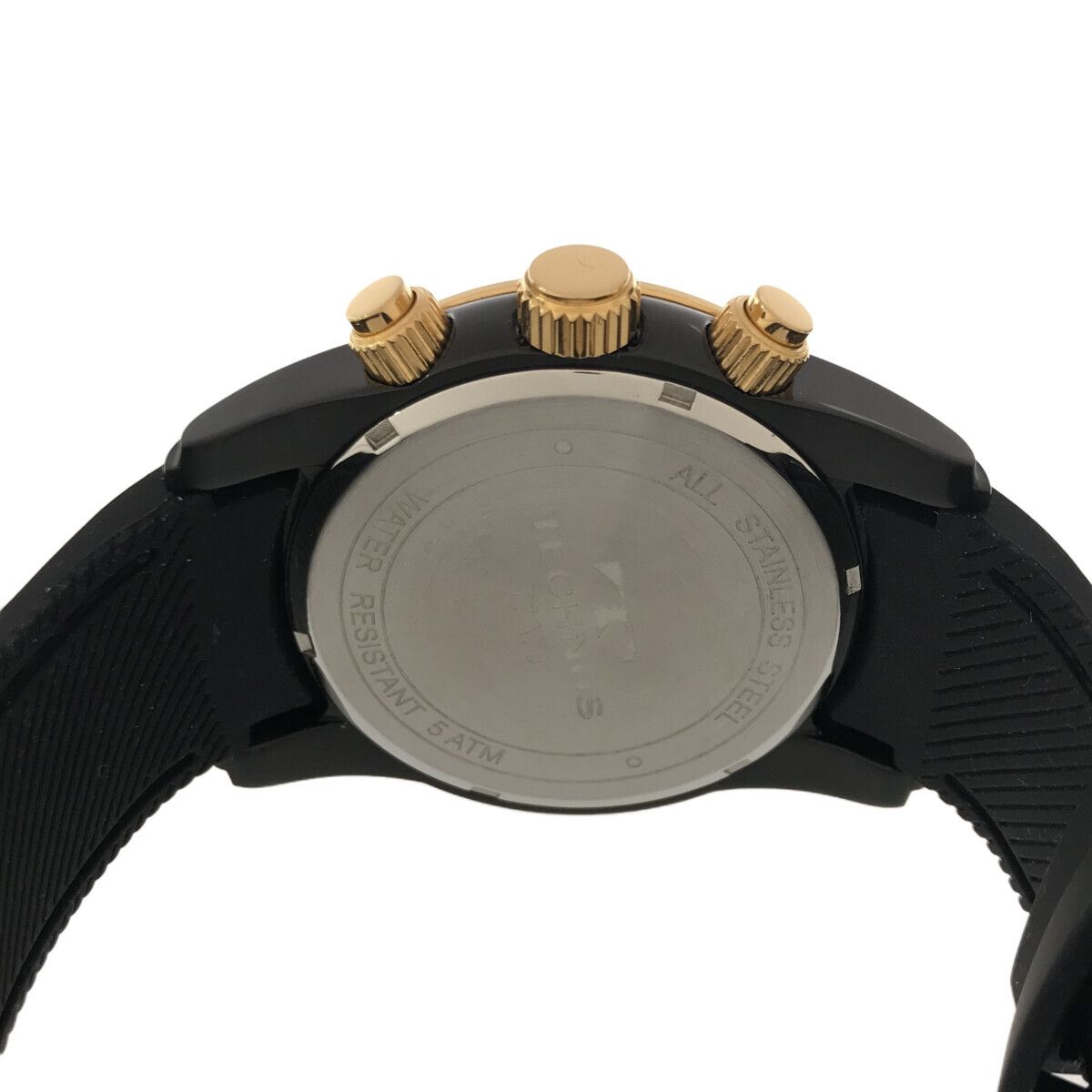 TECHNOS テクノス T7A70 クロノグラフ 黒 ブラック文字盤 ゴールド 
