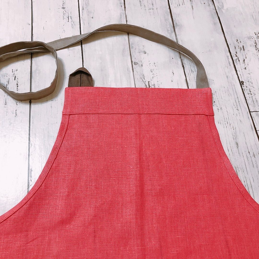 ハンドメイド リネンエプロン 大人用 ローズピンク - メルカリ