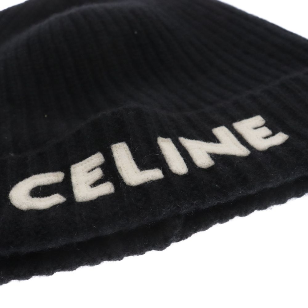 CELINE 黒 リブ編み ビーニー CELINE セリーヌ ニット帽 2ADAV347Y.07PM レディース ビーニー