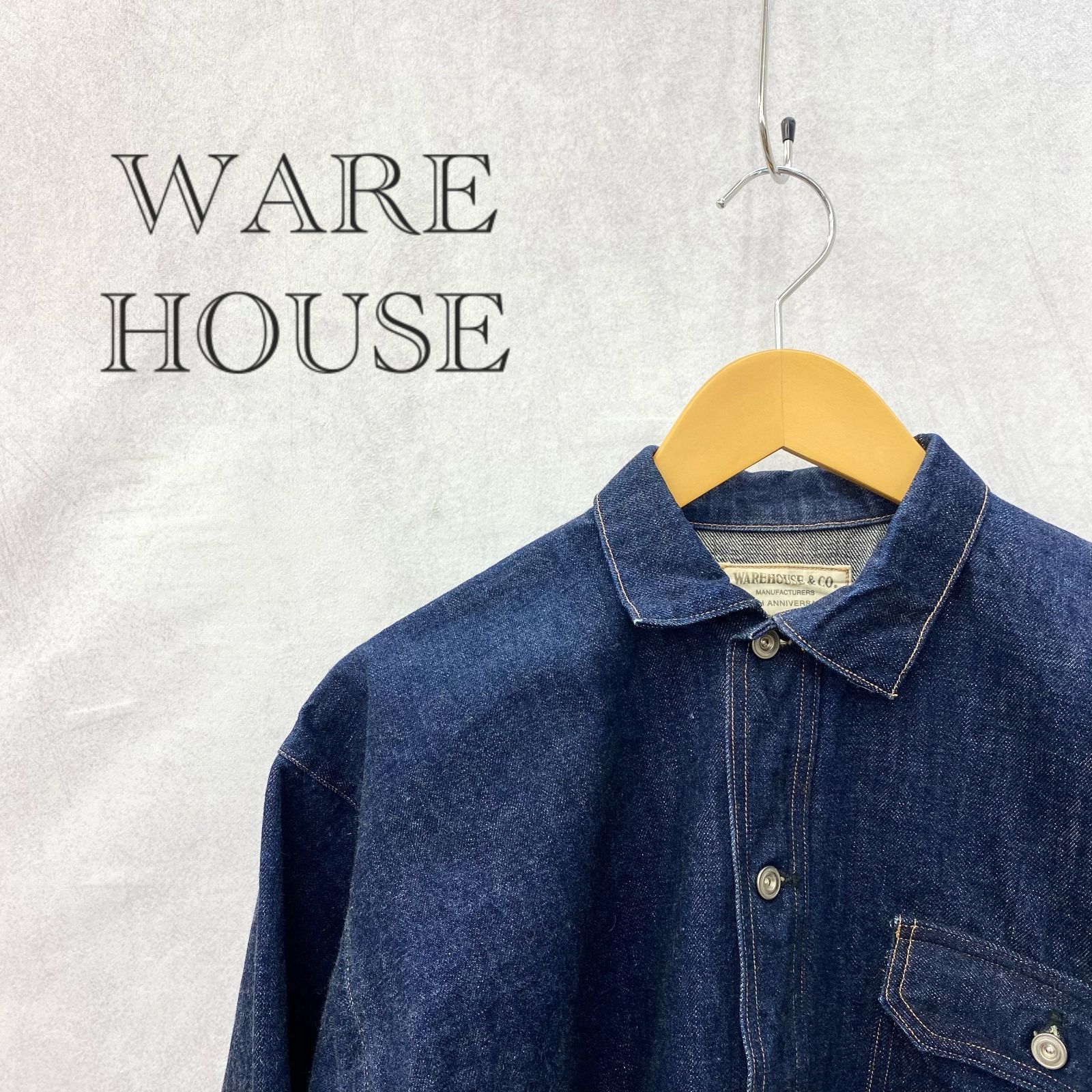 WAREHOUSE 3011XX PULLOVER DENIM WORkSHIRT デニム ワークシャツ クローズ ドフロント ジャンパー トップス 表記無し M程度 インディゴ メンズ