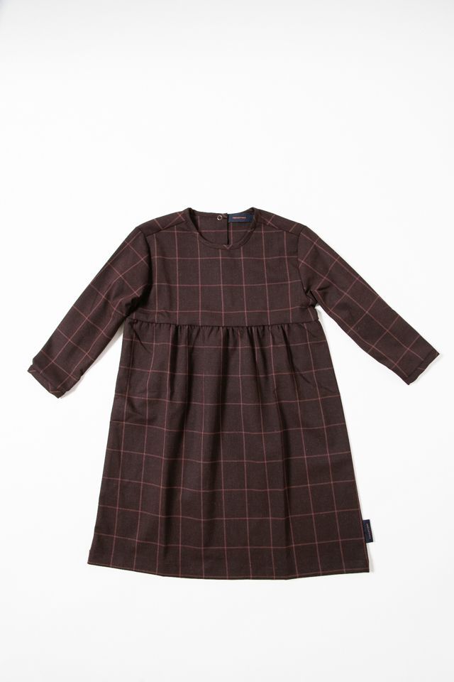 tinycottons/grid flannel ls dress ワンピース 新品子供服100 キッズ 