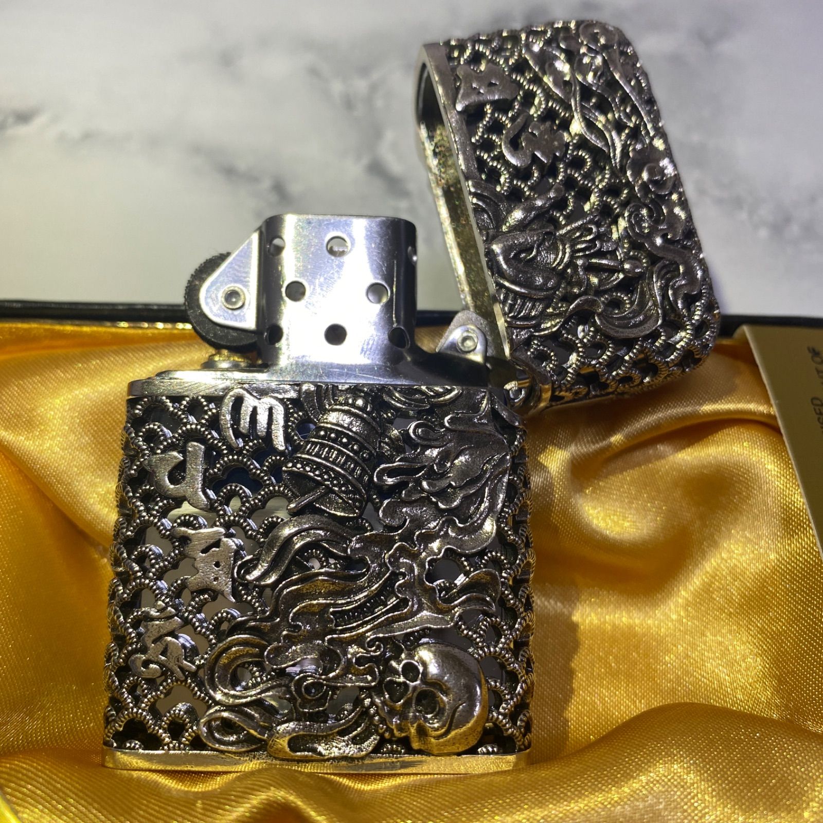 不動明王 全面装飾 フルオーダー フルメタルジャケット Zippo 和柄 和