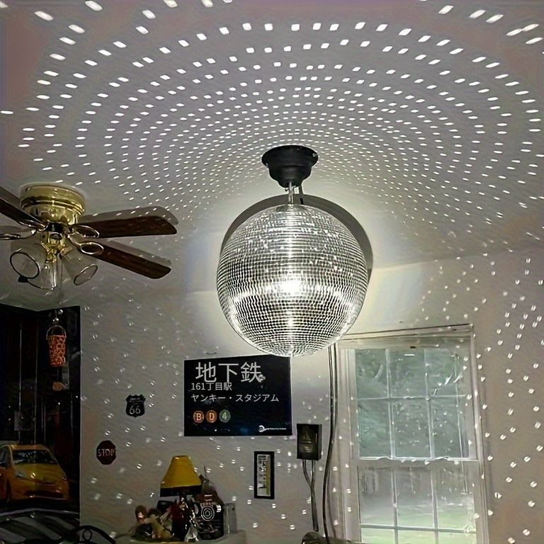 選べる2サイズ 大型グリッター ディスコボール 30cm 50cm 大型ミラーボール 天井吊り下げガラス製 オーナメント 家庭 結婚式 パーティー バー クリスマスに最適 電源不要 キラキラ輝くデコレーション 50.8cm NEXPOTALLINN_EU