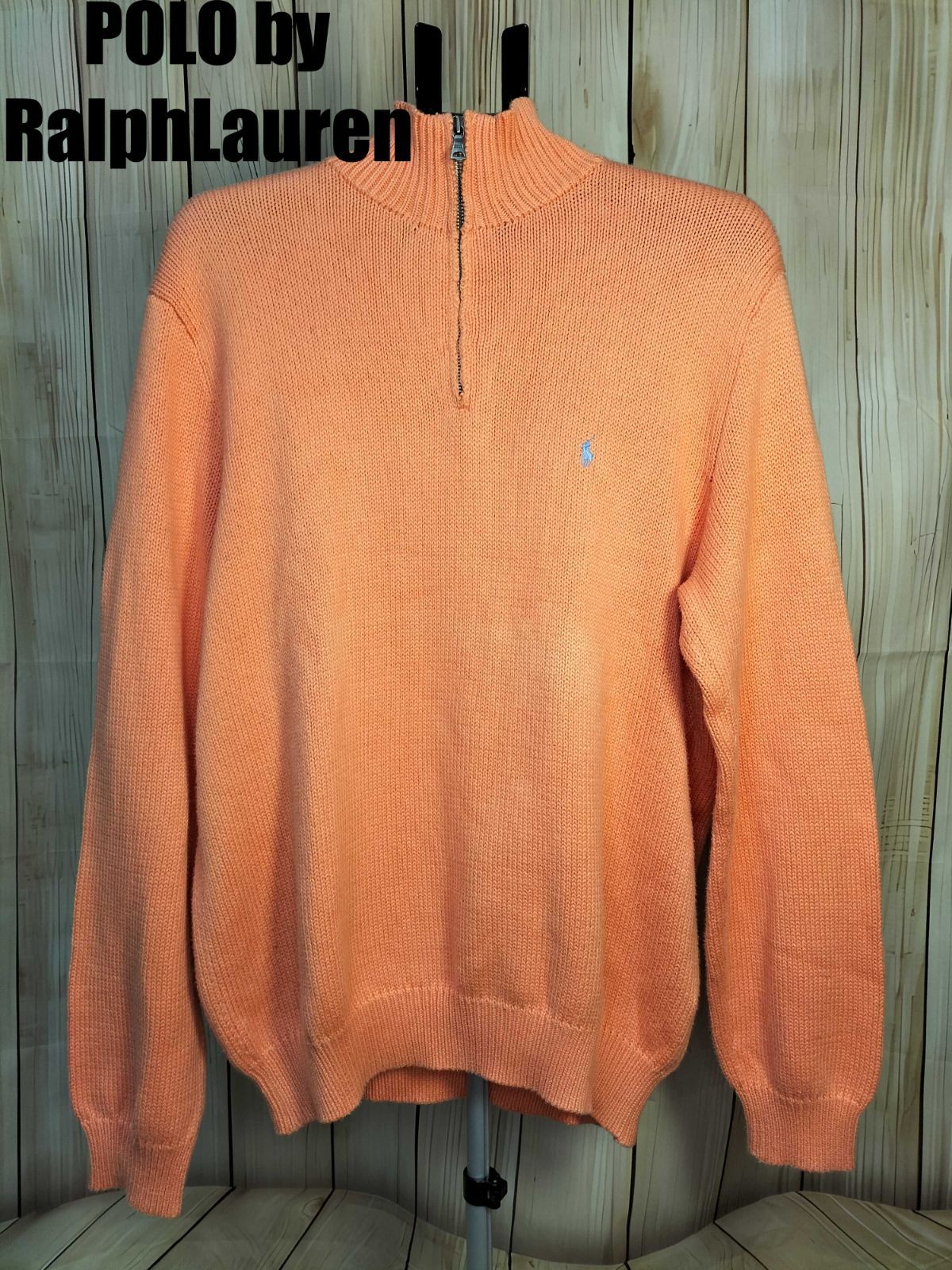 【美品】ラルフローレン ハーフジップニット XL オレンジ ラルフローレン RALPH LAUREN ハーフジップ ニット セーター