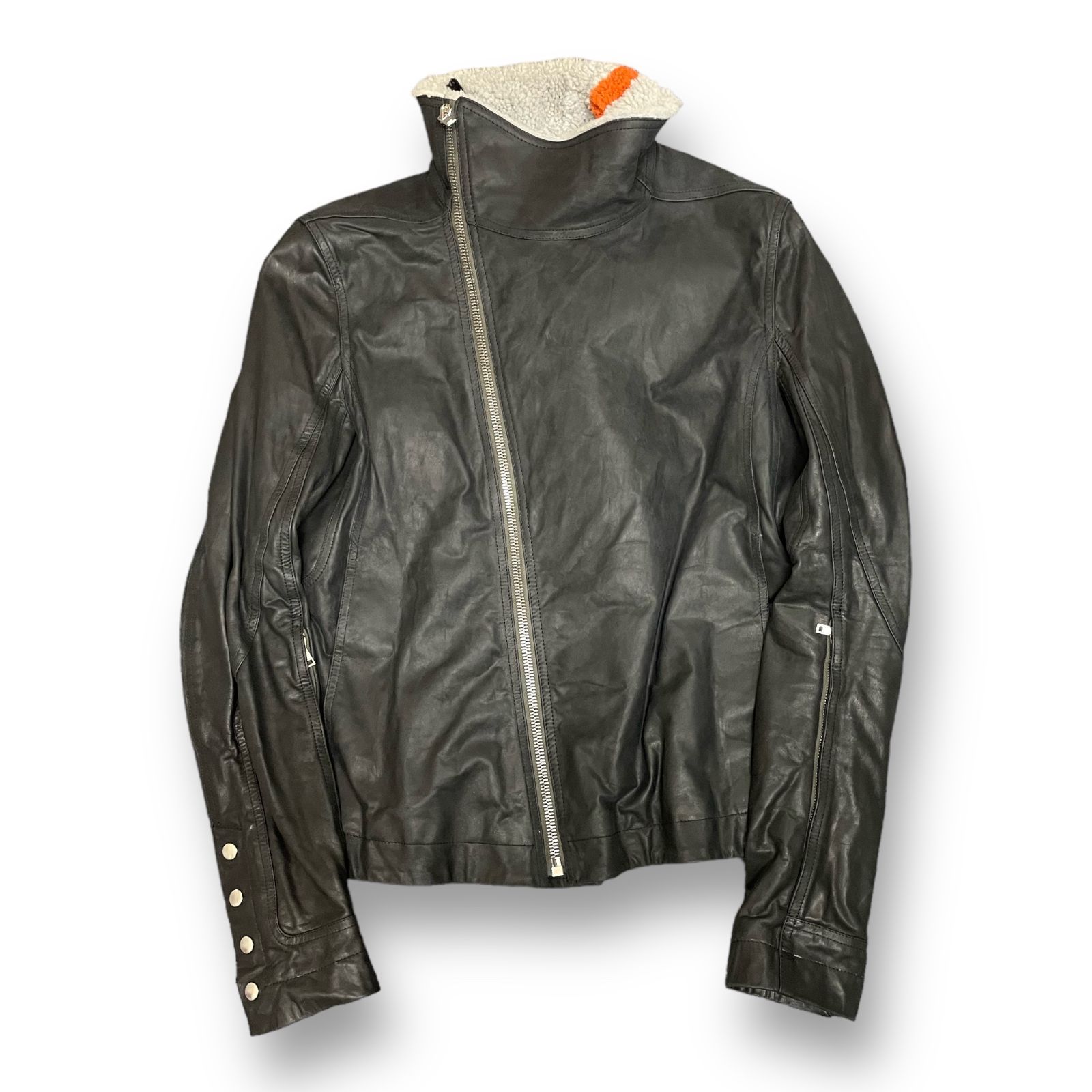 Rick Owens Bauhaus Jacket RU02B2768-LGWLZE バウハウス ラムファー レザー セミダブル ライダースジャケット  リックオウエンス 50 57925A - メルカリ