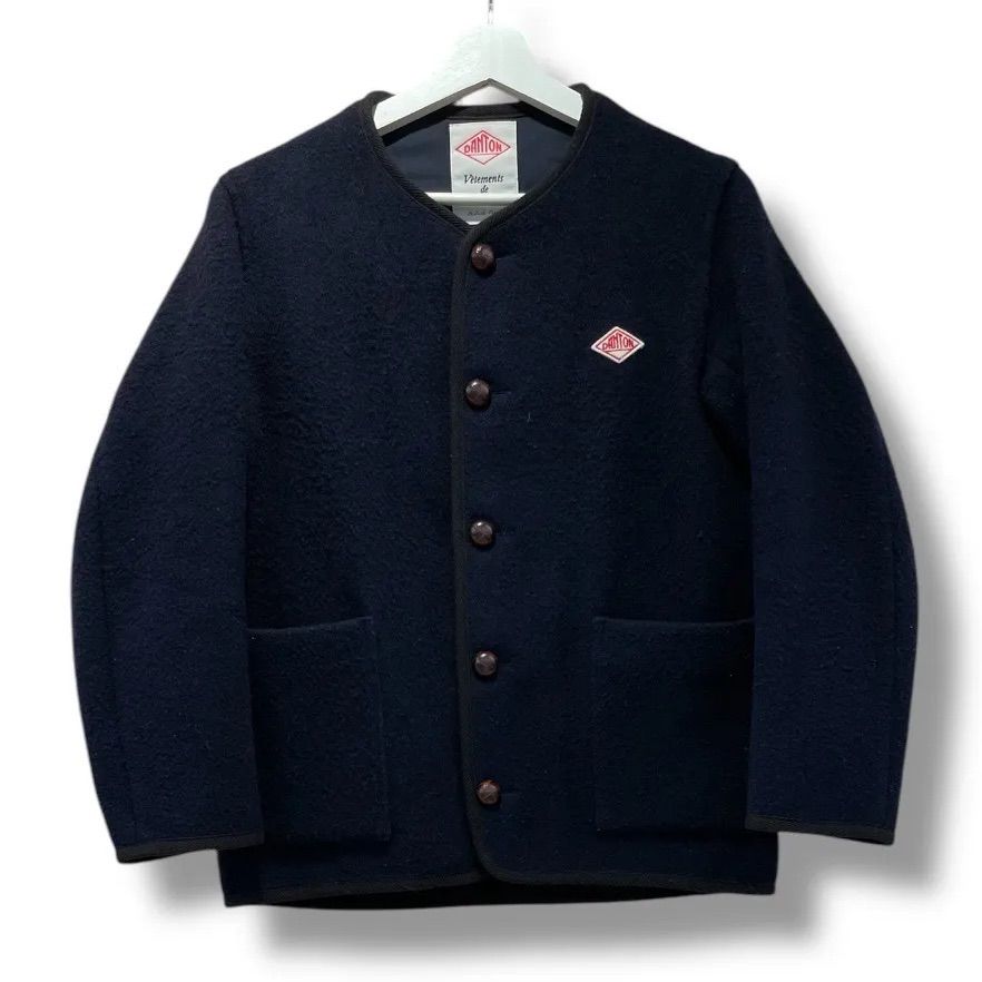 DANTON ウールモッサノーカラージャケットコート くるみボタン 36サイズ