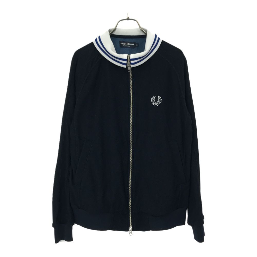 フレッドペリー 日本製 長袖 パイル地 ジップジャケット S ネイビー FRED PERRY メンズ 古着 【240325】