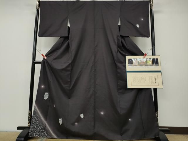 平和屋着物●訪問着　本場縞大島紬　フクロウ　宮之原織物謹製　証明書付き　正絹　逸品　CAAY4918ut 平和屋着物○訪問着 本場縞大島紬 フクロウ 宮之原織物謹製 証明書付き