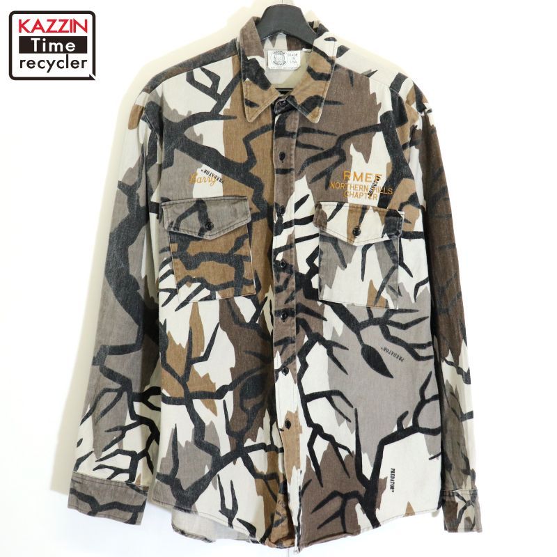 90s USA製 vintage PREDATOR CAMOFLAGE プレデターカモ コットン 長袖