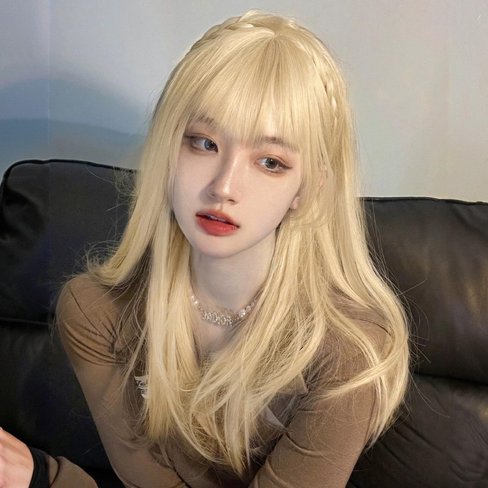 真ん中分け フルウィッグ 巻き髪 全頭かつら カール wig 耐熱 メッシュ 
