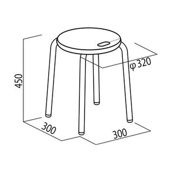 スツール オットマン 幅320×奥行320×高さ450mm ナチュラル×ブラック スタッキング 木製座面 スチール 1脚販売