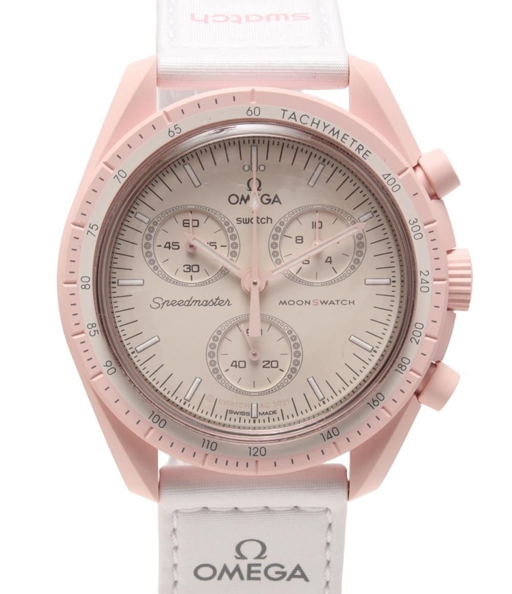 オメガ×スウォッチ 腕時計 クオーツ ピンク ユニセックス OMEGA×SWATCH