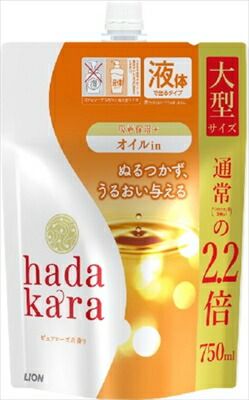 大人気商品  ｈａｄａｋａｒａボディソープオイルインタイプピュアローズの香りつめかえ用大型サイズ【ボディソープ】ハダカラＢＳオイルローズ替大型７５０ＭＬ×12点セット tt 