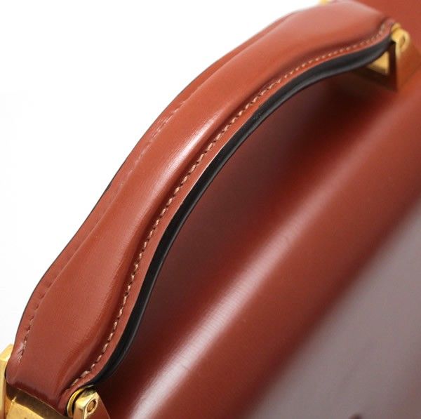 美品 ロエベ LOEWE アナグラム ブリーフケース ビジネスバッグ レザーブラウン 【65401】