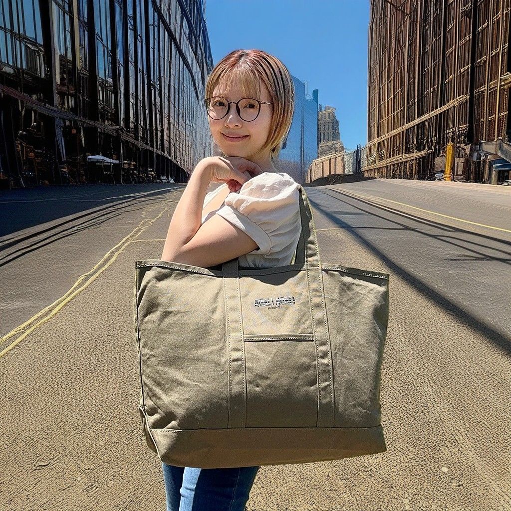 トートバッグ with ハンドルカバー ] オリーブ 大容量 キャンバス