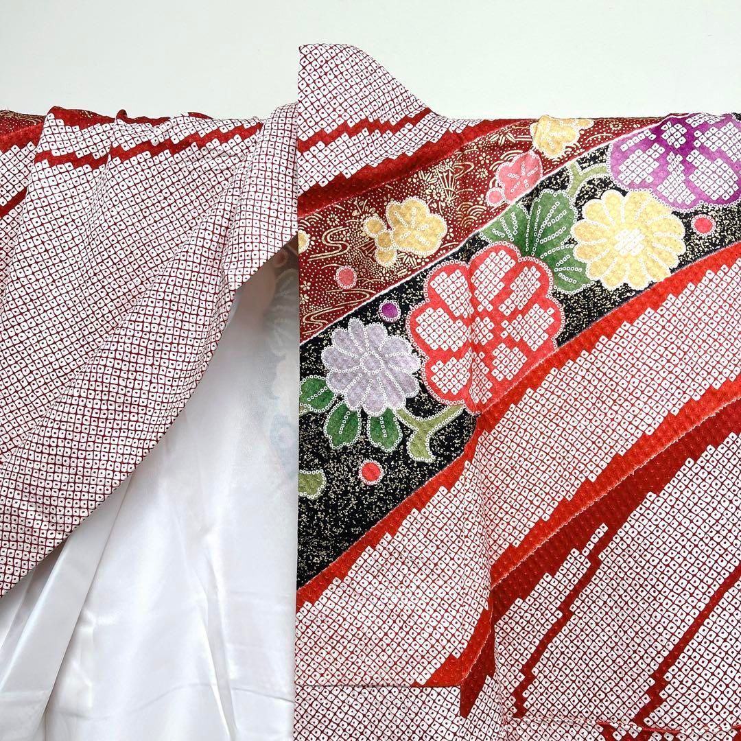 総エンボス加工 金駒刺繍束熨斗牡丹振袖着物013a p