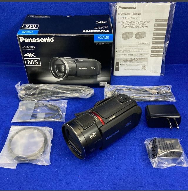 展示保証☆Panasonic HC-VX2MS-KJ デジタル4Kビデオカメラ 4K対応 内蔵メモリー64GB 5軸ハイブリッド手振れ補正  光学24倍ズーム HC-VX2MS-K - メルカリ