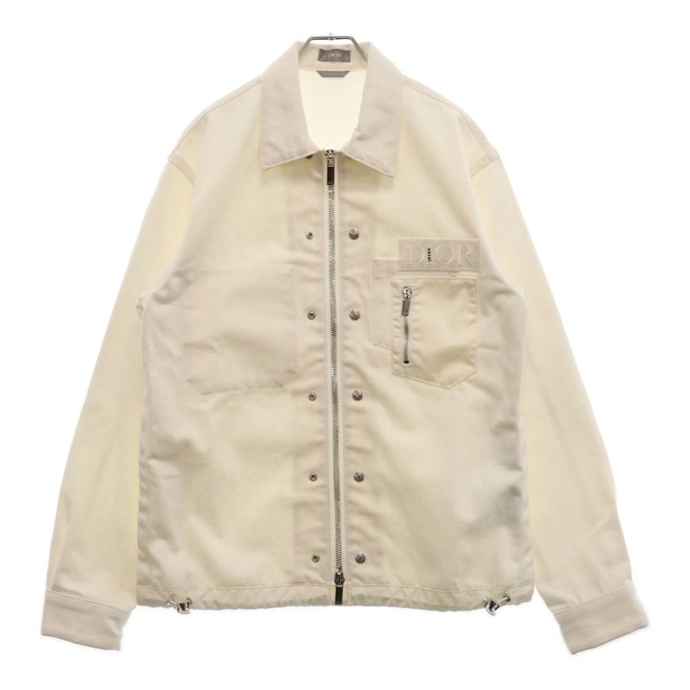 DIOR ディオール 21AW × sacai ナイロン切替 ワッペン付 ジップアップデニムジャケット ホワイト 213D487AY508