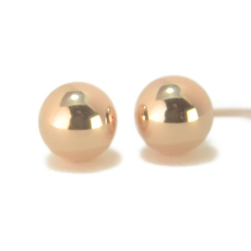 18金ピアス】丸玉ピアス 6mm ピンクゴールド ボールピアス 1ペア 18金ピアス】丸玉ピアス 6mm ピンクゴールド ボールピアス 1ペア