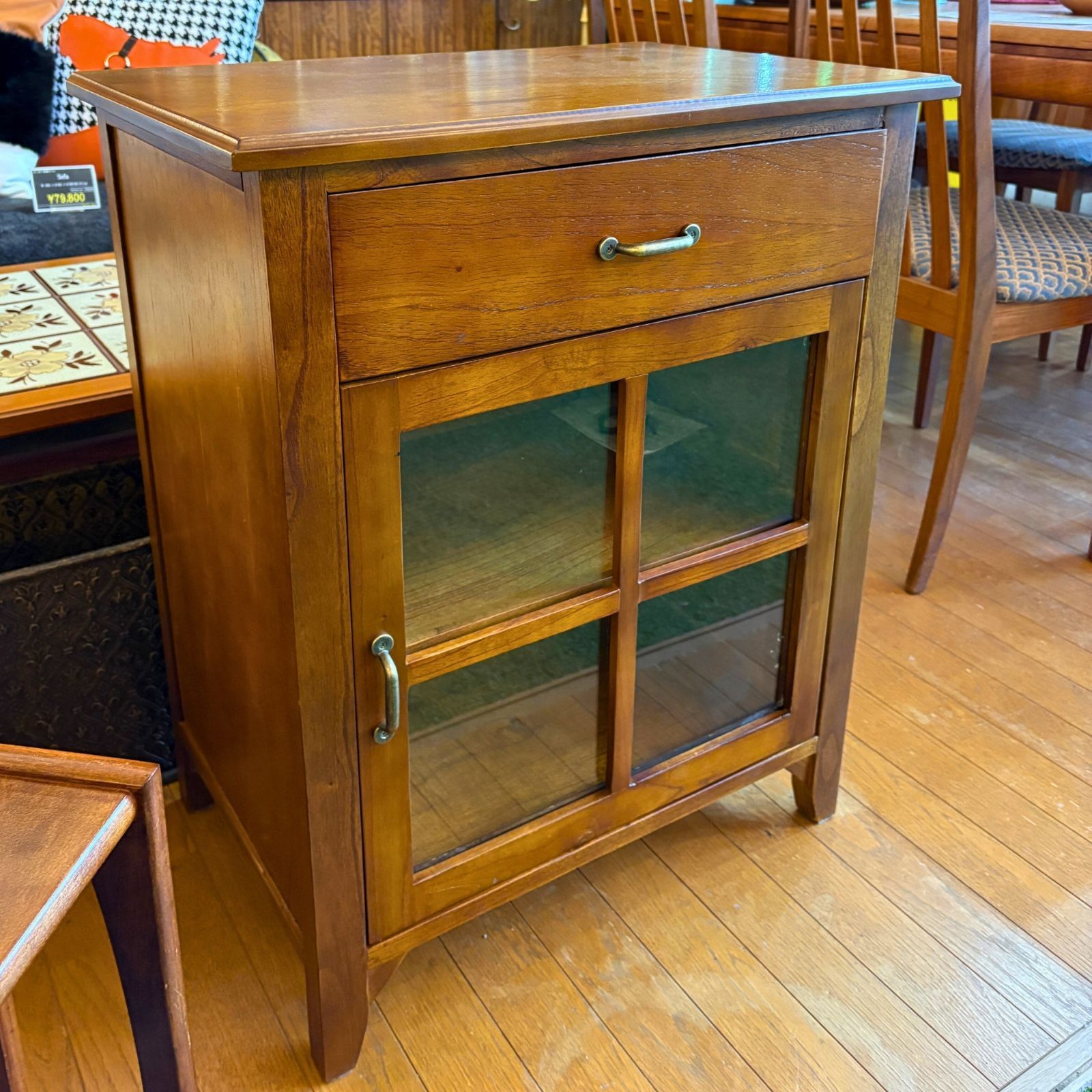 電話台　キャビネット　レトロ 新品未使用 キャビネット 幅60cm 電話台 FAX台 収納家具