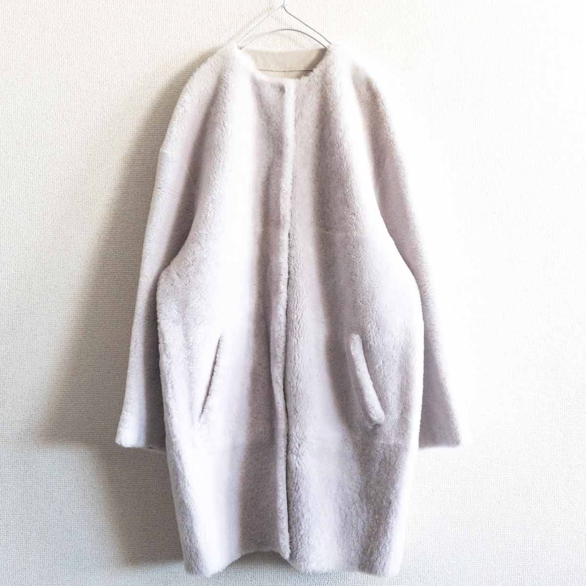 最高級】BLANCHA 【ノーカラー リバーシブル ムートン コート 最高級】BLANCHA 【ノーカラー リバーシブル ムートン コート