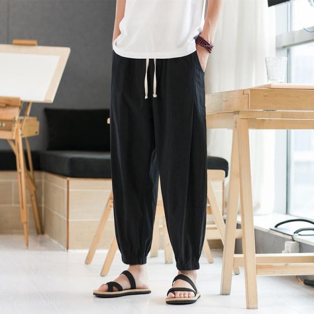 種類51：M/K：ダークブルーカラーグレー メンズ ファッション 服 男性用 オシャレ シンプル 大人 かっこいい 大きいサイズ ストリート 紳士服 パンツ 夏 薄手 ゆったり 九分丈 春秋 八分丈 ランタン フット