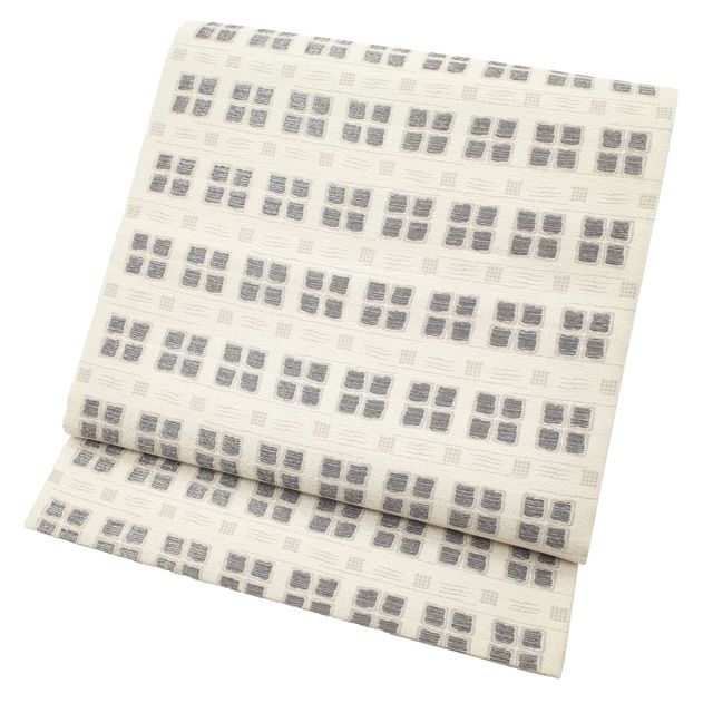 すごい値！ 袋帯 リサイクル 正絹 全通 京都 西陣 白ベージュ 銀グレー スクエア カジュアル 美品 帯 中古 仕立て上がり みやがわ neb01554 中古】 すごい値！ 袋帯 リサイクル 正絹 全通 京都 西陣 白ベージュ