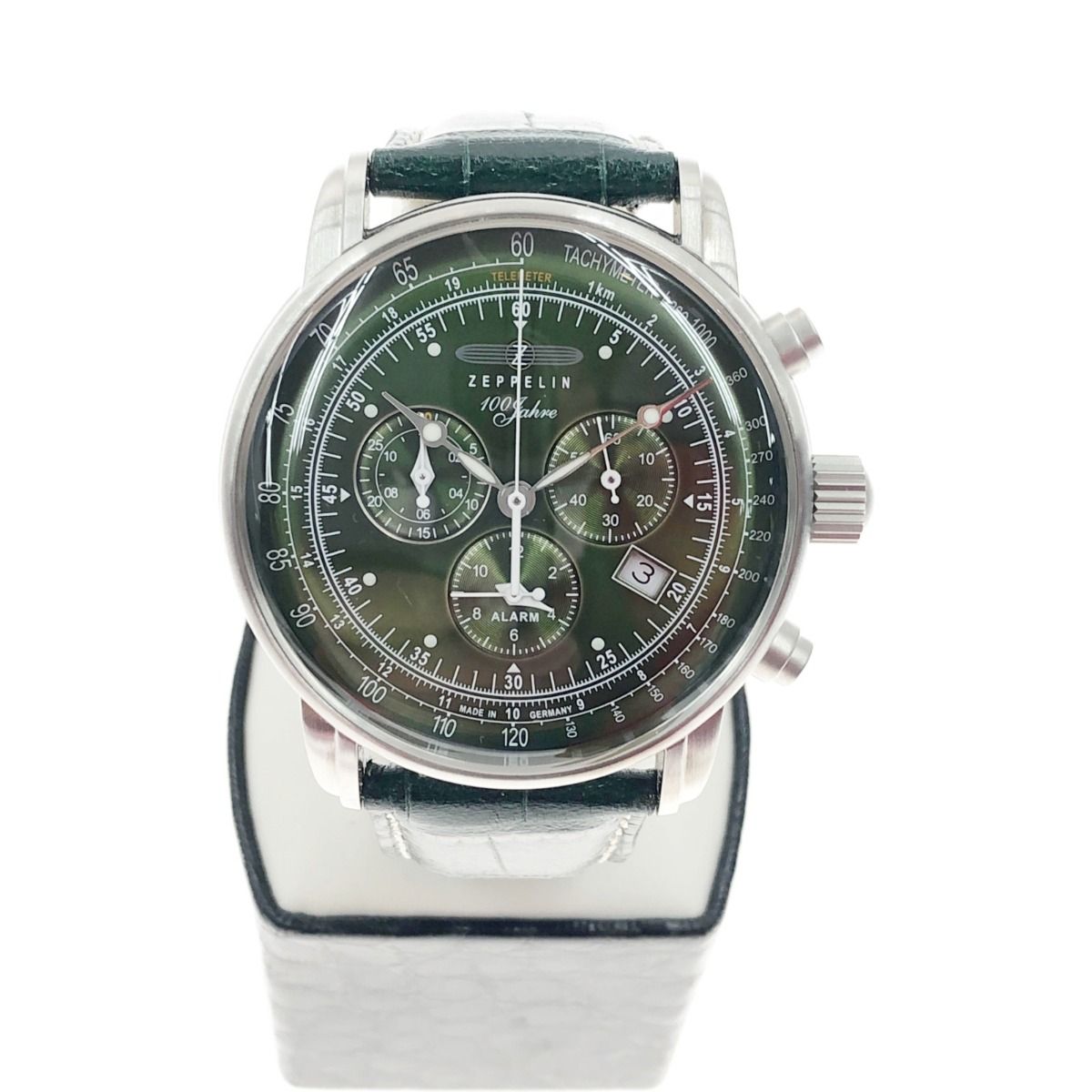 〇〇Zeppelin ツェッペリン 100周年記念 限定モデル クロノグラフ 腕時計 8680-4 グリーン 日本限定カラー